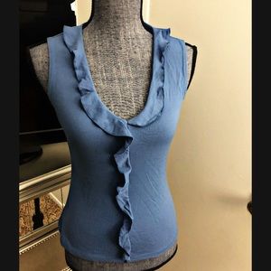 💟Blue Ruffle VNeck Sleeveless